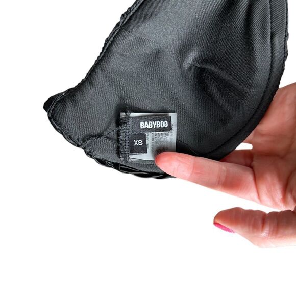 Babyboo Sienna Black Plisse Satin Strappy Bralette Top - Picture 8 of 9